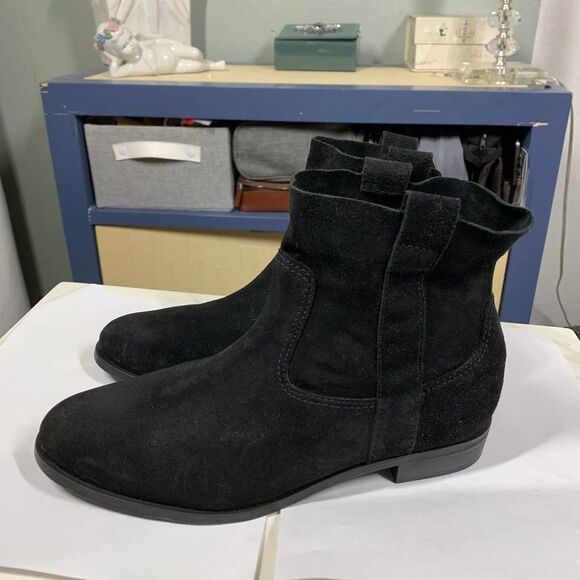 GIANNI BINI black genuine suede ankle boots booties sz 9 womens - Picture 3 of 9